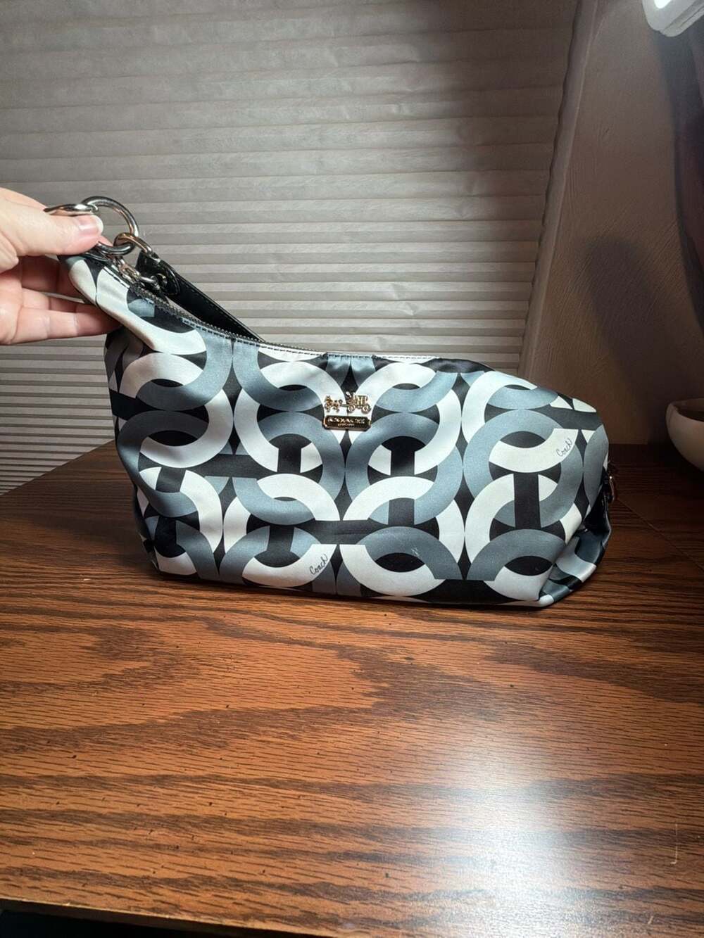 Coach Black And White Op Art Shoulder Bag C1067